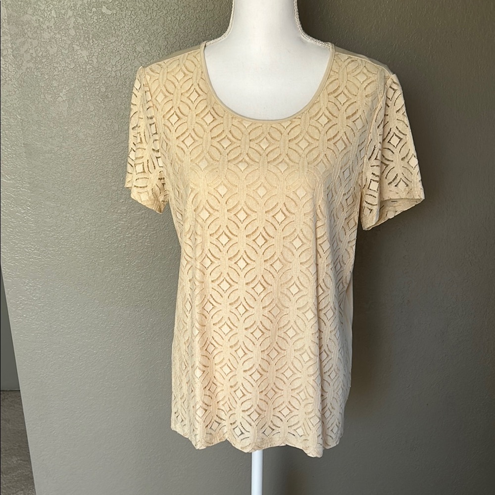 Market &Spruce Women's Beige Patterned Top Size Large